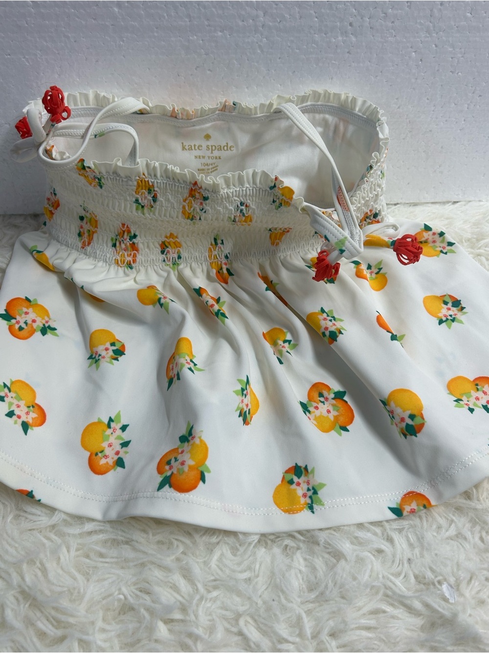 kate spade White bathing suit top with Yellow and Teal Floral Accents